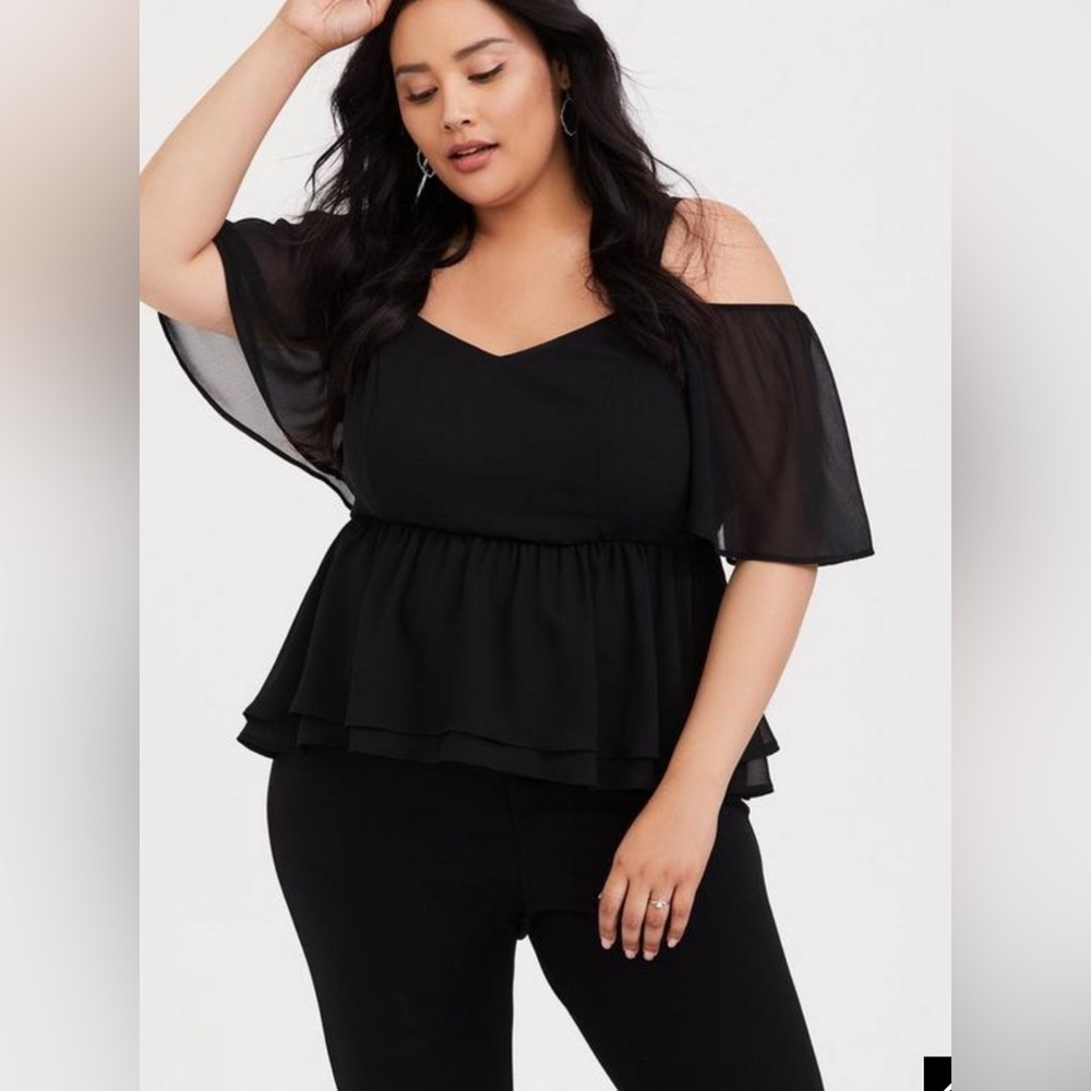 Torrid Black Chiffon Cold Shoulder Cami - image 2